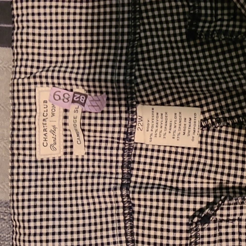 Charter Club|Pant Shop|Woman|Cambridge Slim |Size 22W|Black&White Check - Picture 4 of 6